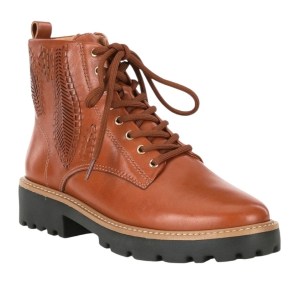 Brioso Womens 6.5 Brown Leather Lace-Up Flat Ankle Boots NWT